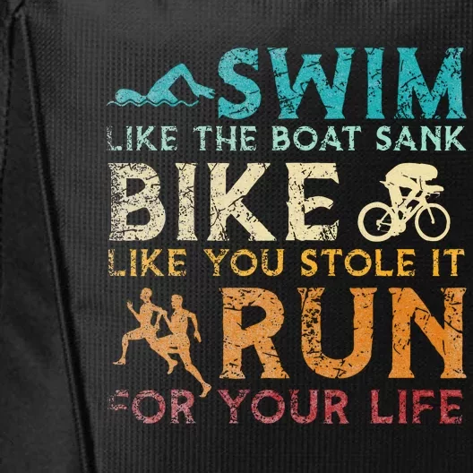 Swim Bike Run Funny Triathlon City Backpack