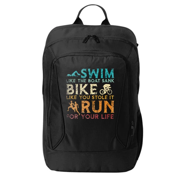 Swim Bike Run Funny Triathlon City Backpack