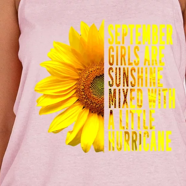 September Birthday Sunflower Funny Quote Gift Women's Knotted Racerback Tank