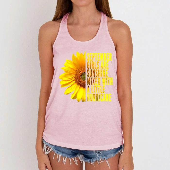 September Birthday Sunflower Funny Quote Gift Women's Knotted Racerback Tank