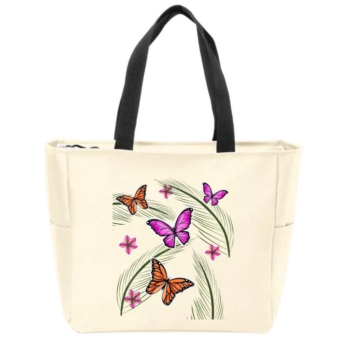 Sumer Butterflies Zip Tote Bag