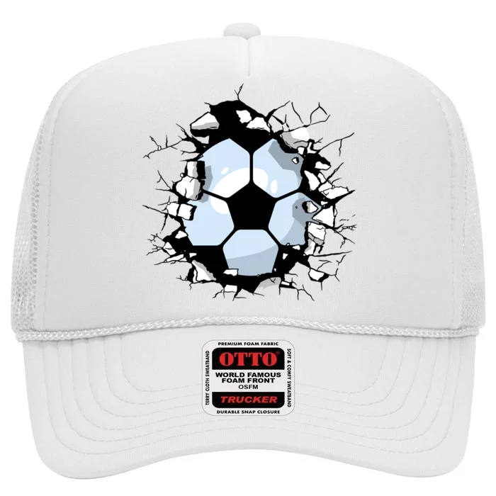 Soccer Ball Smash High Crown Mesh Trucker Hat