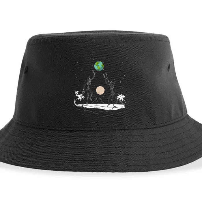 Summer Beach Skeletons Volleyball Earth Space Cosmos Indie Sustainable Bucket Hat