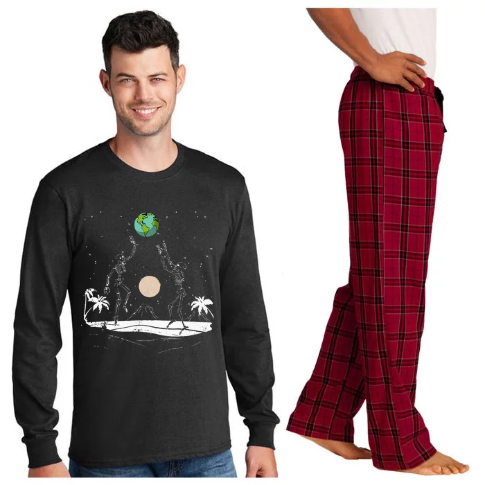 Summer Beach Skeletons Volleyball Earth Space Cosmos Indie Long Sleeve Pajama Set