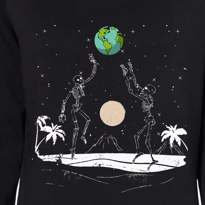 Summer Beach Skeletons Volleyball Earth Space Cosmos Indie Womens California Wash Sweatshirt