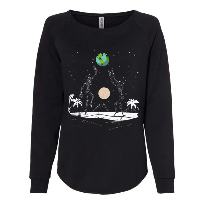 Summer Beach Skeletons Volleyball Earth Space Cosmos Indie Womens California Wash Sweatshirt