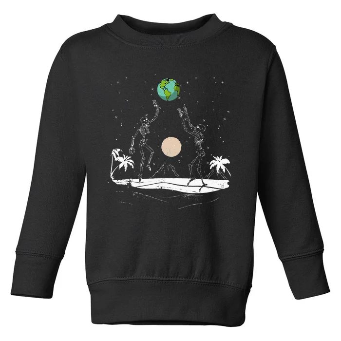 Summer Beach Skeletons Volleyball Earth Space Cosmos Indie Toddler Sweatshirt