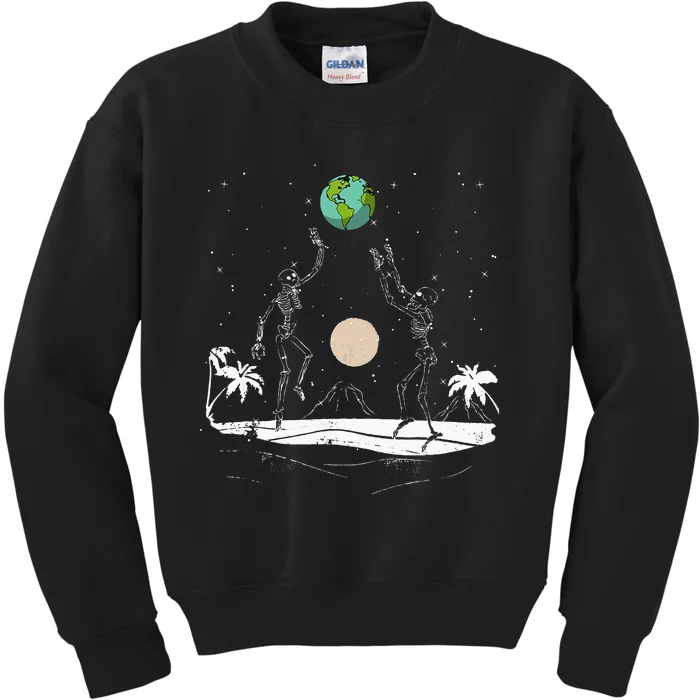 Summer Beach Skeletons Volleyball Earth Space Cosmos Indie Kids Sweatshirt