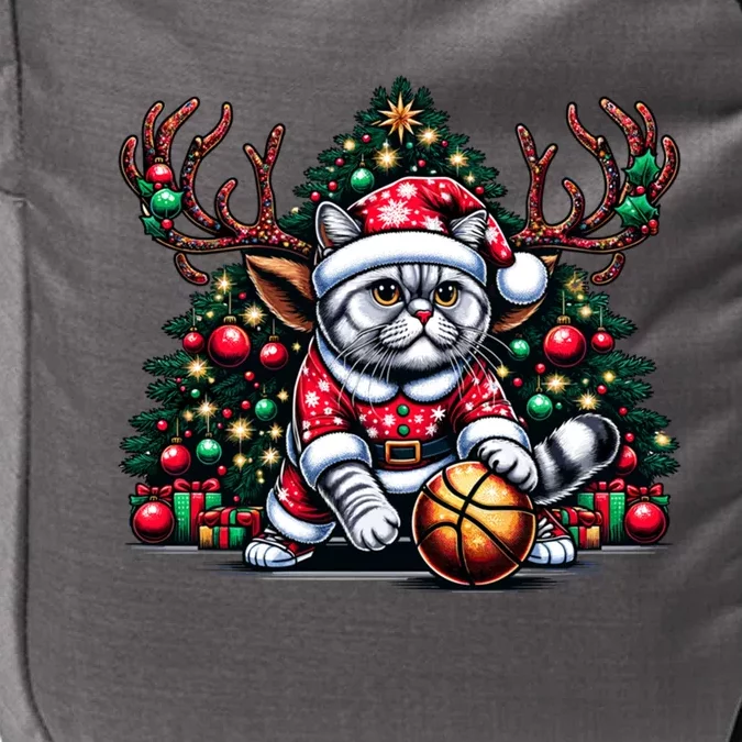 Santa British Shorthair Cat Play Basketball Christmas Funny Gift Impact Tech Backpack