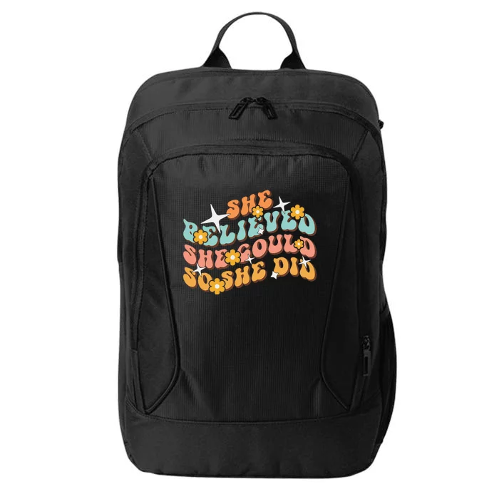 She Believed She Could So She Did Groovy Graduation City Backpack