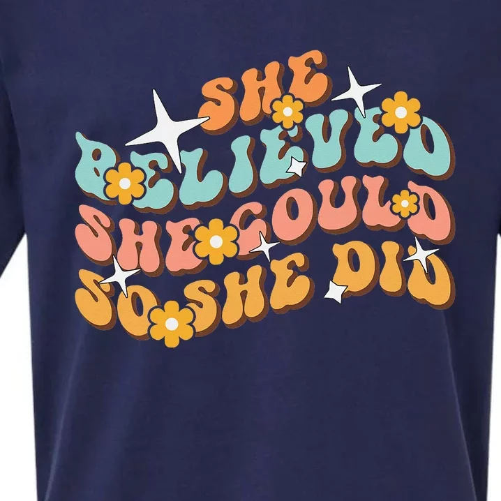 She Believed She Could So She Did Groovy Graduation Sueded Cloud Jersey T-Shirt