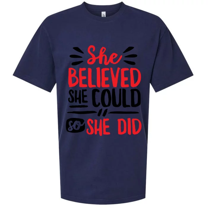 She Believed She Could So She Did Doodle Gift Sueded Cloud Jersey T-Shirt