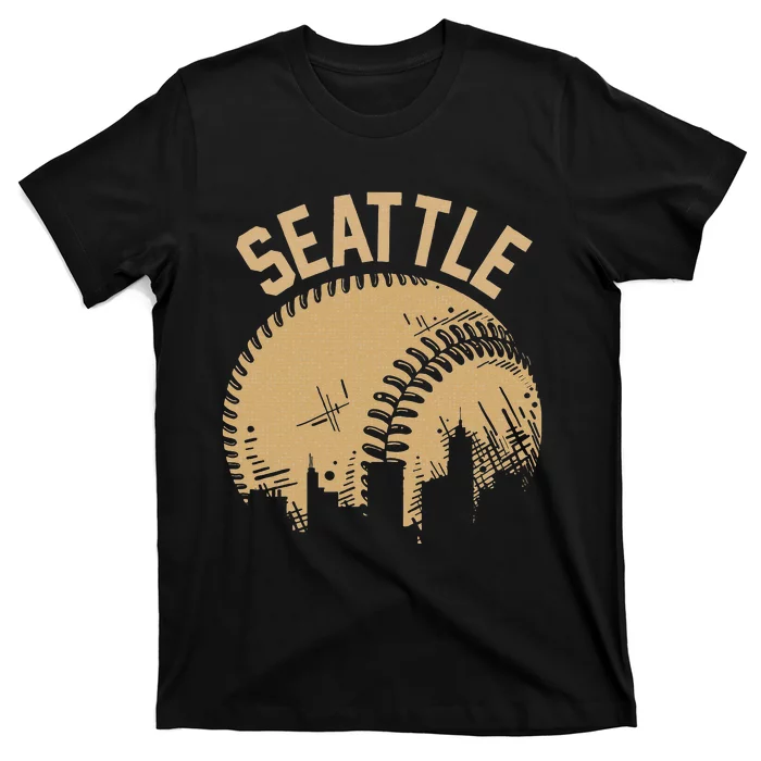 Seattle Baseball Skyline Washington Player Coach Fan T-Shirt