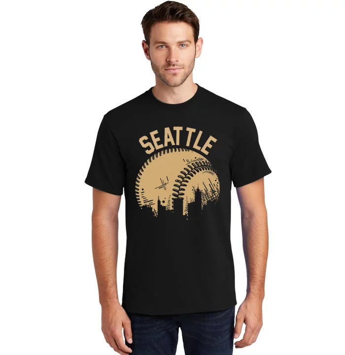 Seattle Baseball Skyline Washington Player Coach Fan Tall T-Shirt