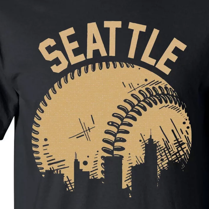 Seattle Baseball Skyline Washington Player Coach Fan Tall T-Shirt