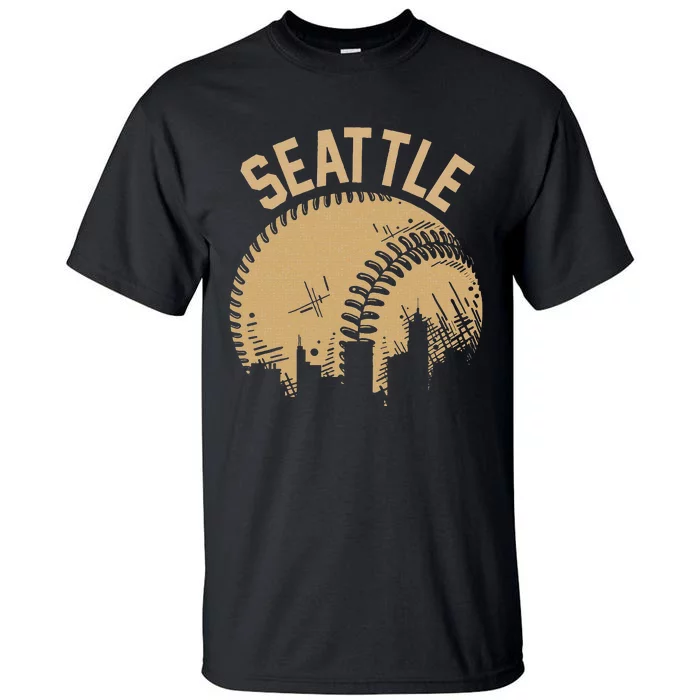 Seattle Baseball Skyline Washington Player Coach Fan Tall T-Shirt