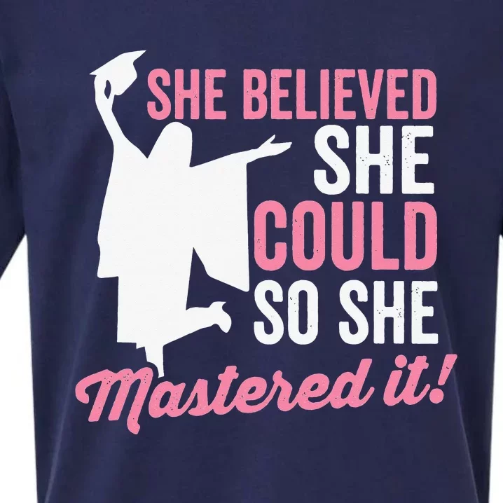 She Believed She Could So She Mastered It Graduation Sueded Cloud Jersey T-Shirt