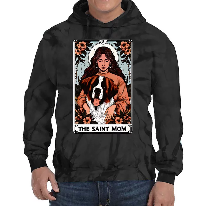 Saint Bernard St. Bernard Dog Mom Tarot Card Tie Dye Hoodie