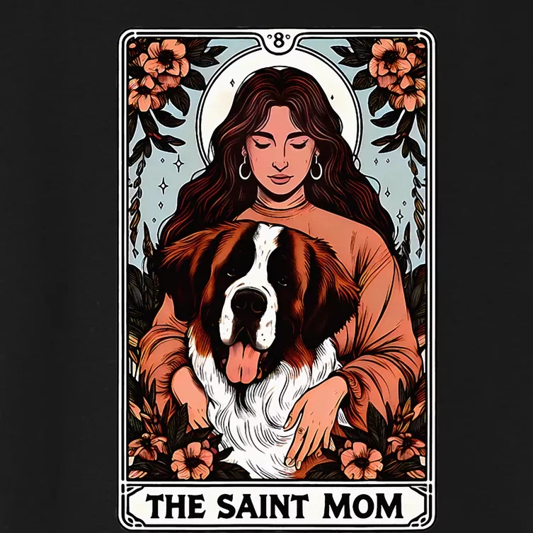 Saint Bernard St. Bernard Dog Mom Tarot Card Women's Crop Top Tee