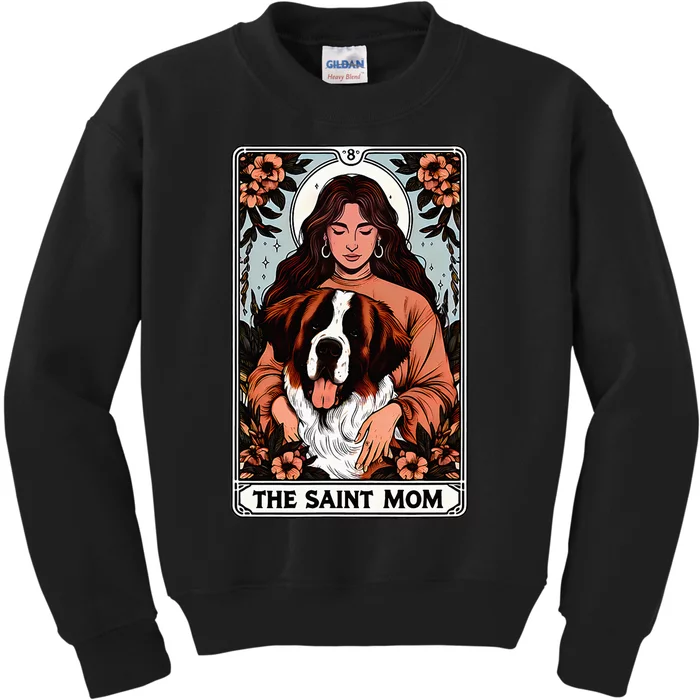 Saint Bernard St. Bernard Dog Mom Tarot Card Kids Sweatshirt