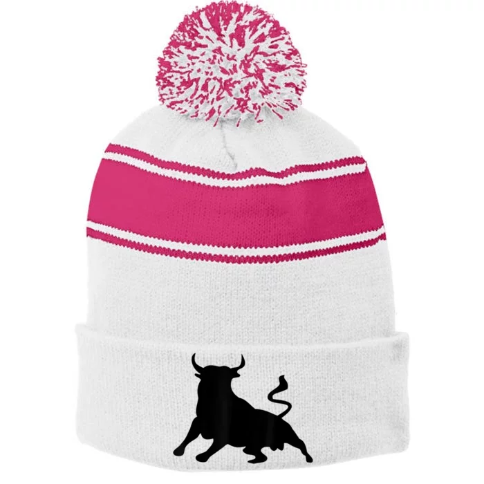 Spanish Bull Stripe Pom Pom Beanie