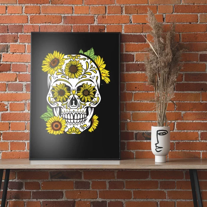 Skeleton Blossom Sunflower Poster