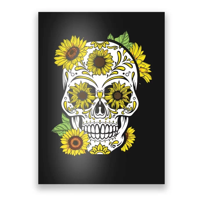 Skeleton Blossom Sunflower Poster