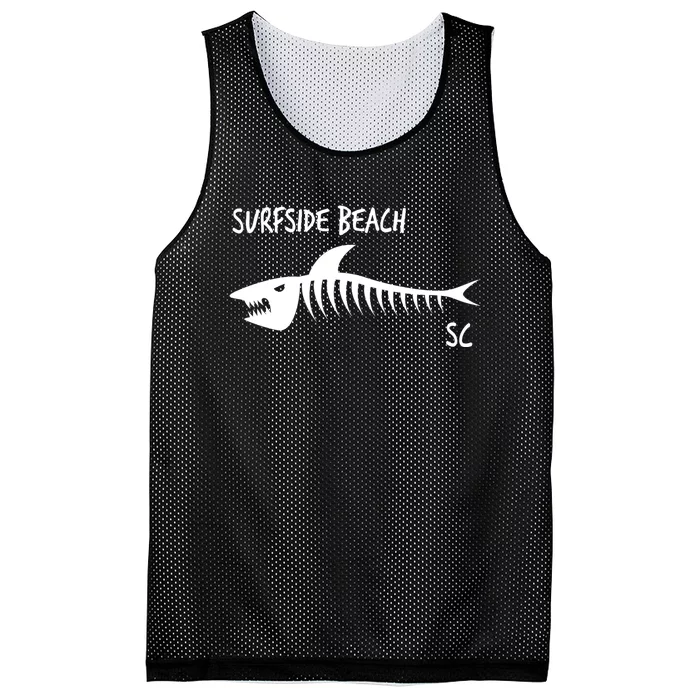 Surfside Beach Sc South Carolina Shark Skeleton White Mesh Reversible Basketball Jersey Tank