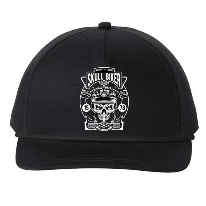 Skull Biker Snapback Five-Panel Rope Hat