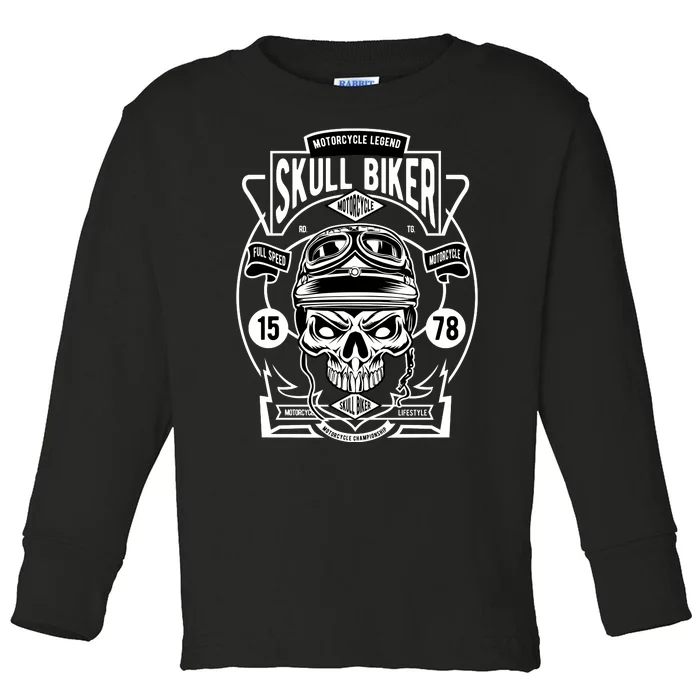 Skull Biker Toddler Long Sleeve Shirt