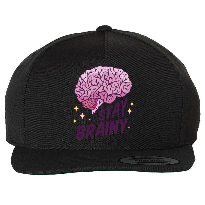 Stay Brainy Wool Snapback Cap