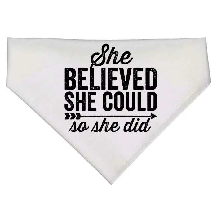 She Believed She Could So She Did Vintage Funny Gift USA-Made Doggie Bandana