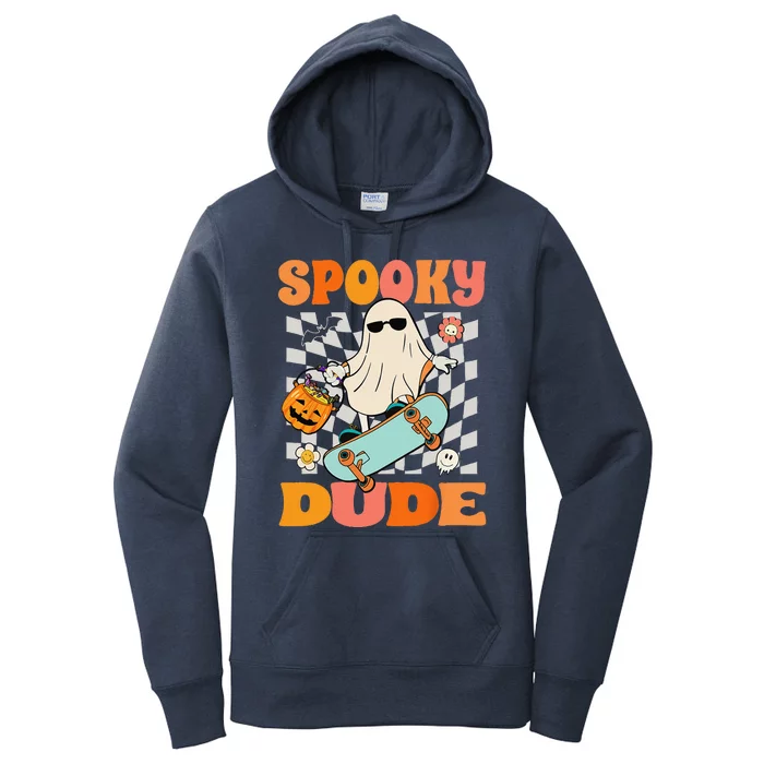 Skateboard Boo Spooky Jack O Lantern Halloween Costumes Women's Pullover Hoodie