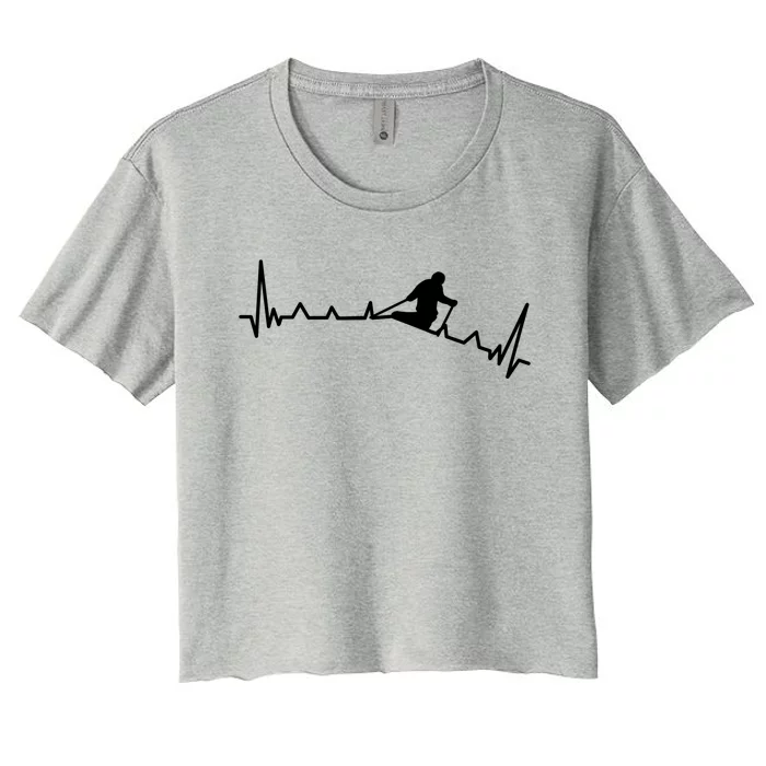 Skiing Backcountry Skier Heartbeat Ski Telemark Norway Funny Gift Women's Crop Top Tee