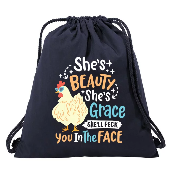 Shes Beauty Shes Grace Farmer Chicken Lover Drawstring Bag