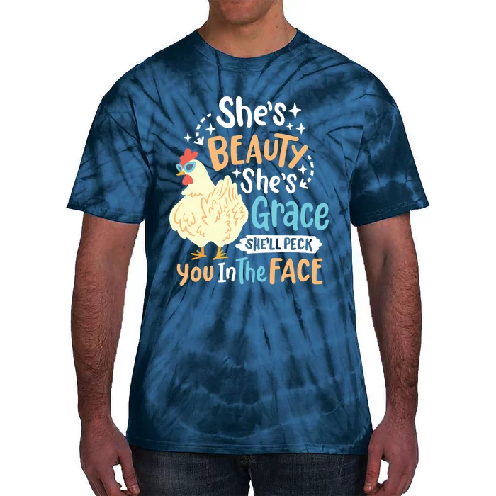 Shes Beauty Shes Grace Farmer Chicken Lover Tie-Dye T-Shirt