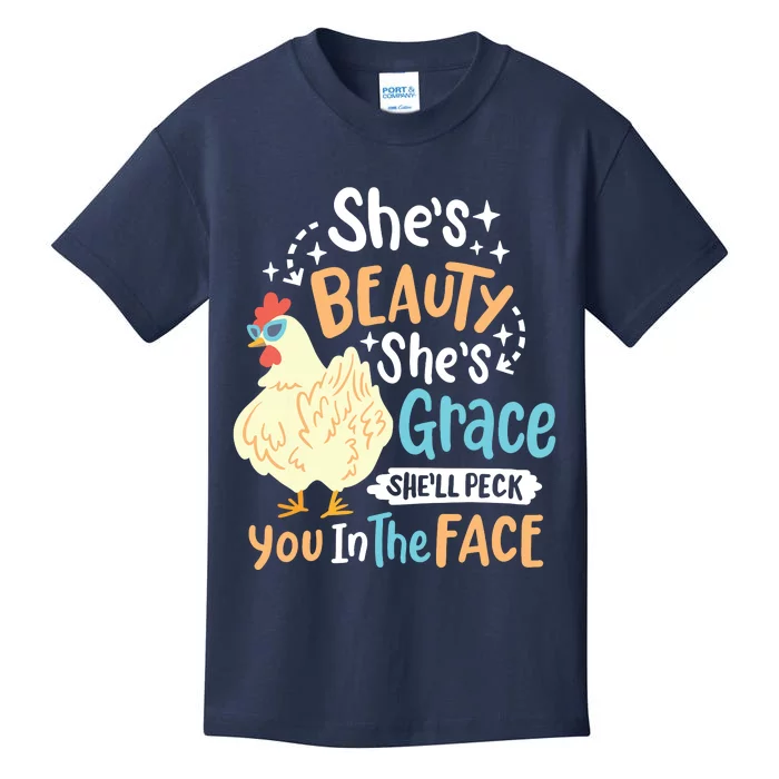 Shes Beauty Shes Grace Farmer Chicken Lover Kids T-Shirt