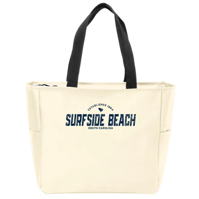 Surfside Beach South Carolina Sc Vintage Athletic Zip Tote Bag