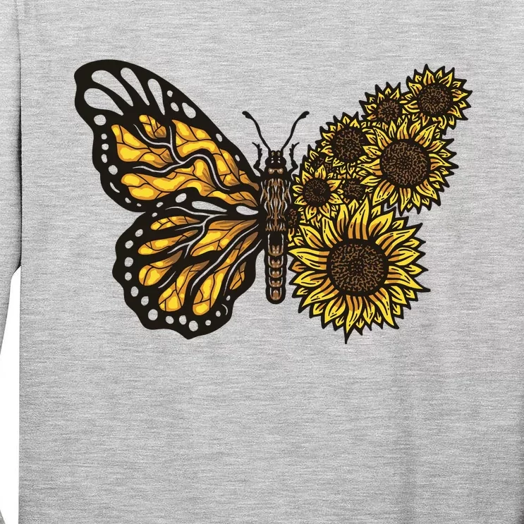 Sunflower Butterfly Tall Long Sleeve T-Shirt