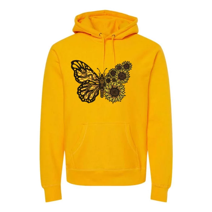 Sunflower Butterfly Premium Hoodie