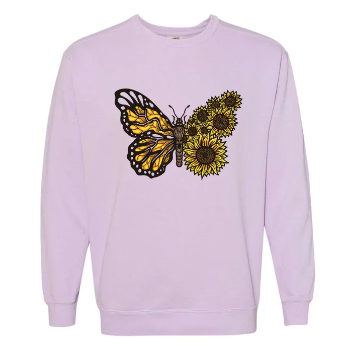 Sunflower Butterfly Garment-Dyed Sweatshirt