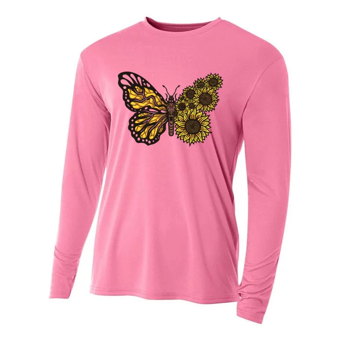 Sunflower Butterfly Cooling Performance Long Sleeve Crew