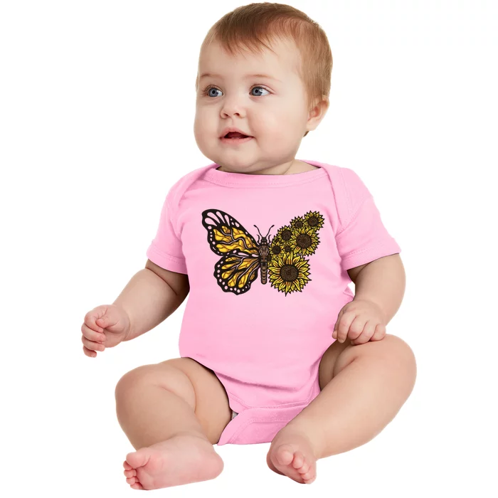 Sunflower Butterfly Baby Bodysuit