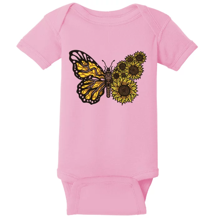 Sunflower Butterfly Baby Bodysuit