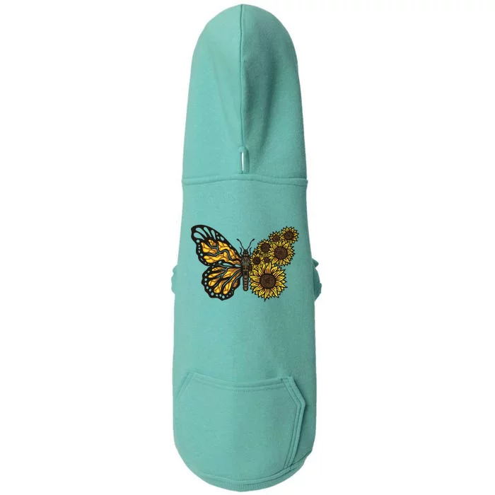 Sunflower Butterfly Doggie 3-End Fleece Hoodie