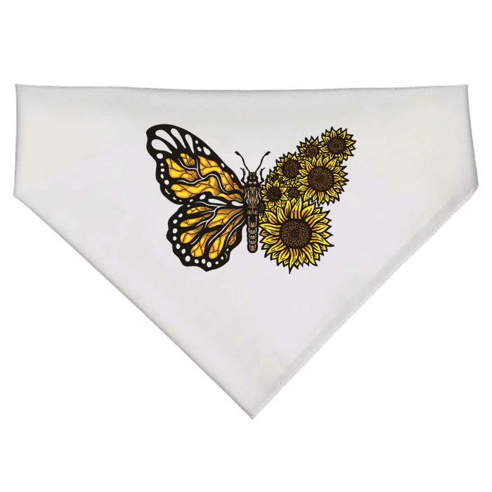 Sunflower Butterfly USA-Made Doggie Bandana