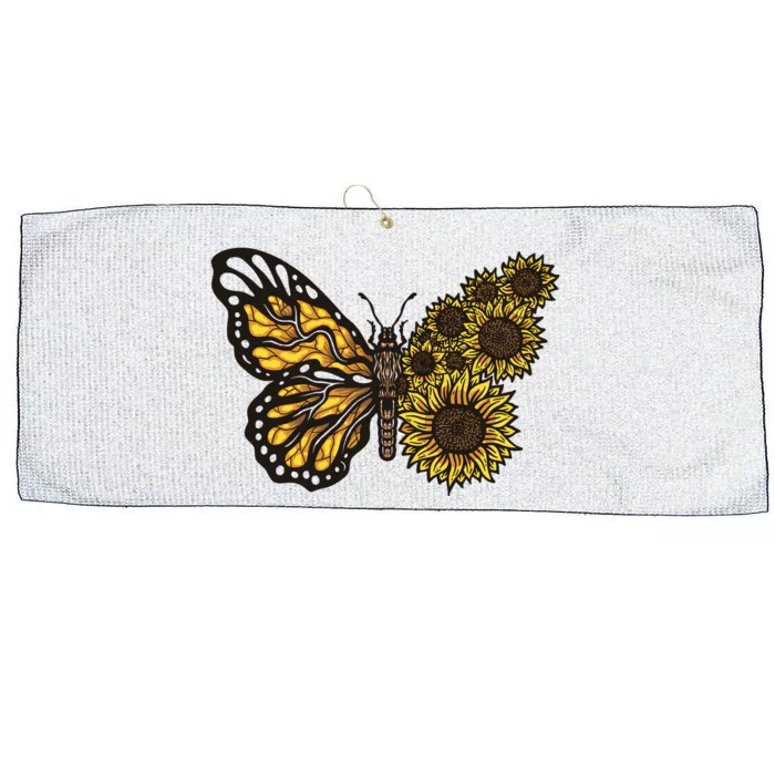 Sunflower Butterfly Large Microfiber Waffle Golf Towel