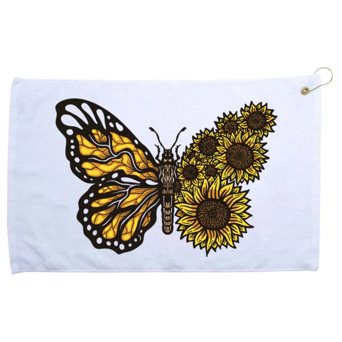 Sunflower Butterfly Grommeted Golf Towel