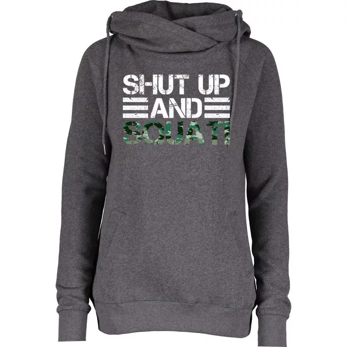 Squat Bodybuilders Shut Up And Squat Gym Rats Shut And Squat Gift Womens Funnel Neck Pullover Hood