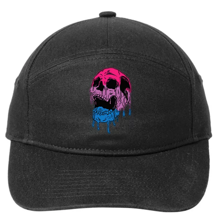 Subtle Bisexual Skull Bi Pride Flag Bisexuality 7-Panel Snapback Hat